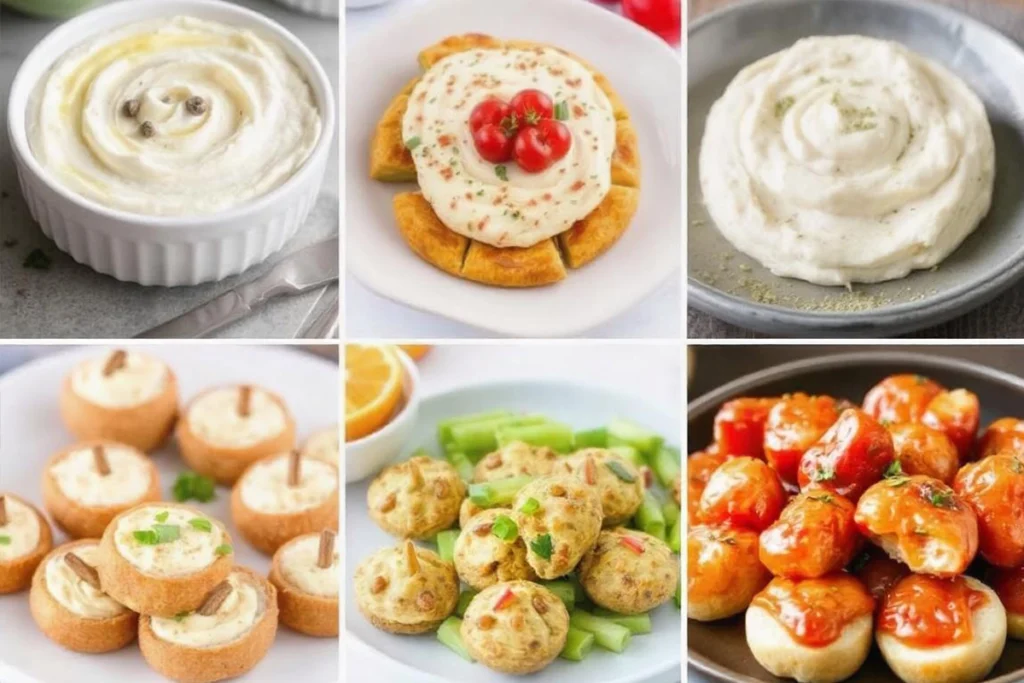 Gluten-free appetizer platter with dips, crackers, and finger foods