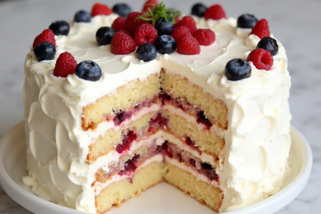 Berry Chantilly Cake with fresh berries and creamy Chantilly frosting