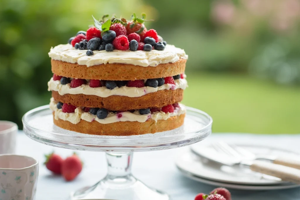 Berry Chantilly Cake with fresh berries and creamy Chantilly frosting