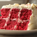 Red velvet cake with vinegar to create light and fluffy texture