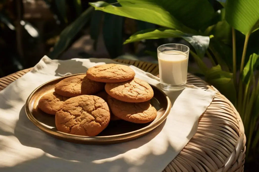 Freshly baked banana bread cookies on a cooling rack