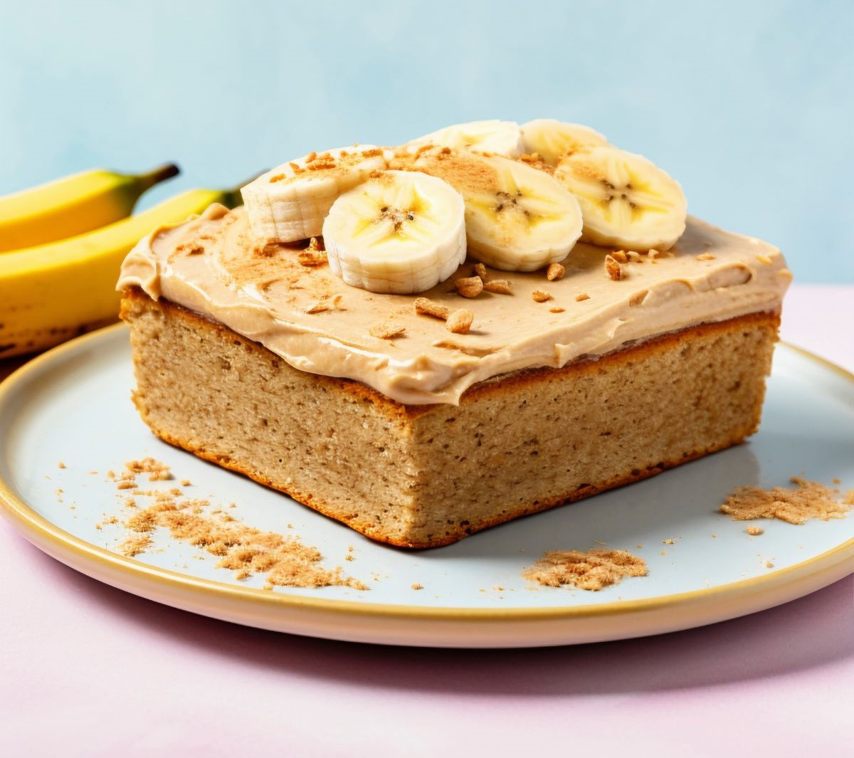 Slices of 3 ingredient banana bread served on a plate