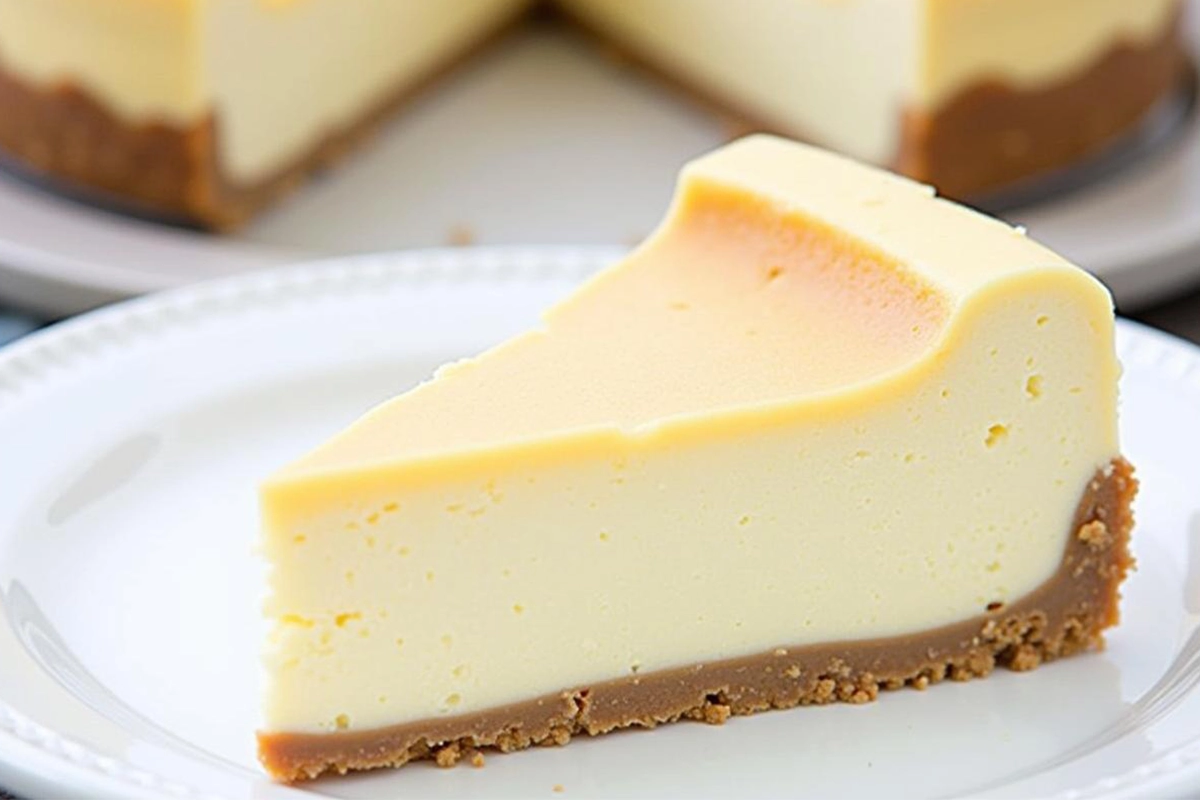 A slice of Jell-O No Bake Cheesecake with gluten-free crust