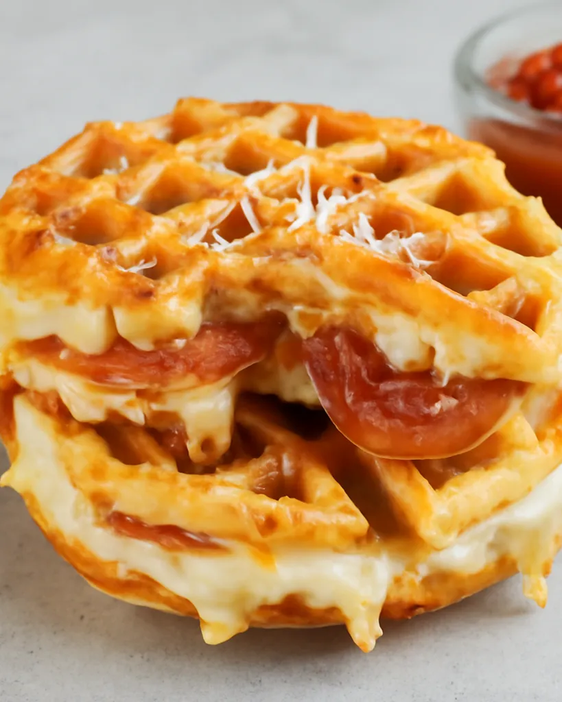 Pizza stuffed waffles are quick, cheesy, and fun. Packed with mozzarella, sauce, and pepperoni for the ultimate comfort bite.