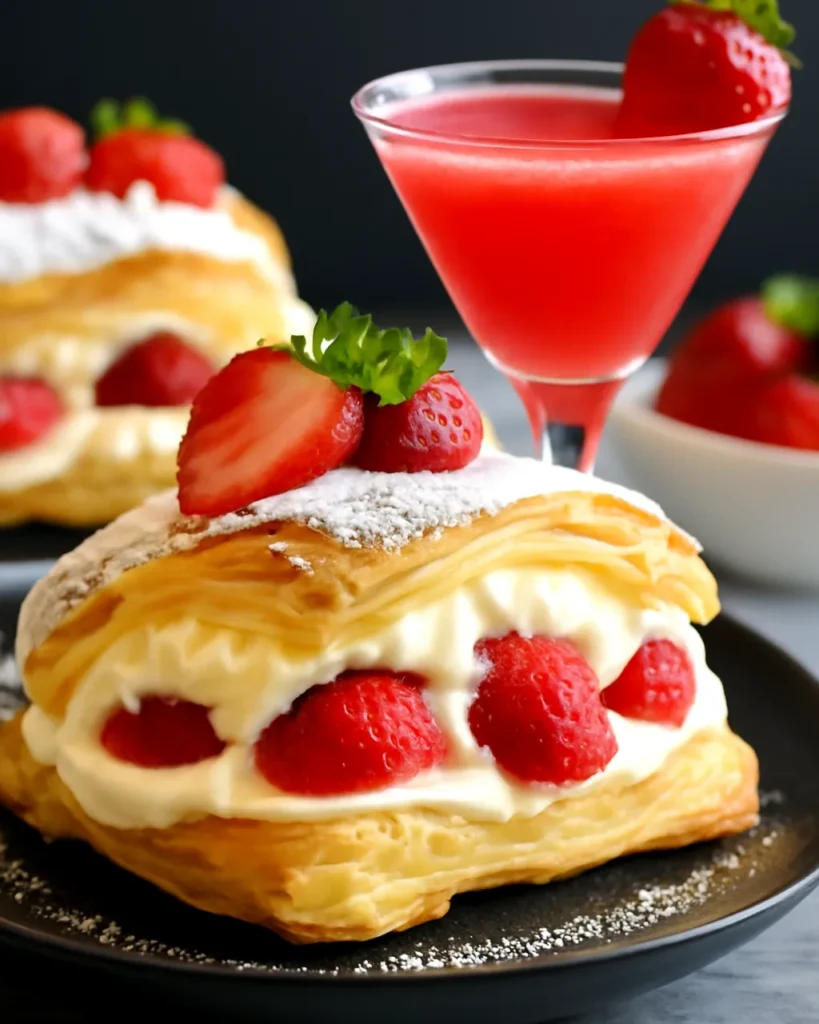 Flaky Strawberry Cream Pastries are quick, irresistible, and filled with whipped cream and berries. Perfect for brunch or dessert!