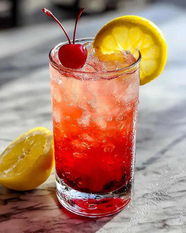 Cherry Collins Mocktail is a refreshing, alcohol-free drink with cherry syrup, lemon juice, and tonic—perfect for sunny afternoons.