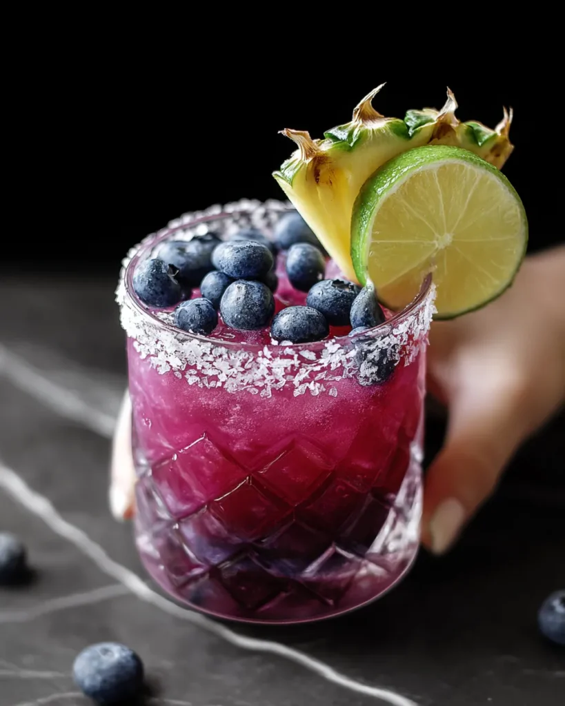 Pineapple Blueberry Margarita Mocktail is fruity, fizzy, and alcohol-free. A fun, tropical twist perfect for any occasion.