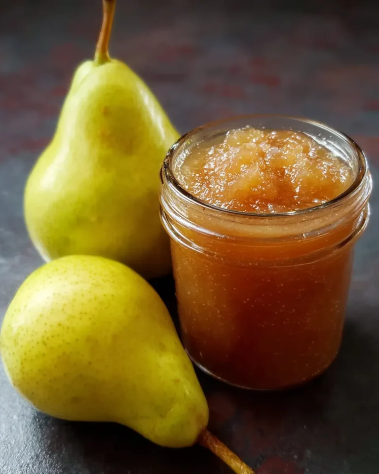 Homemade pear butter is a comforting, velvety fall preserve with ginger and warm spices. A sweet, spreadable treat perfect for canning or gifting.
