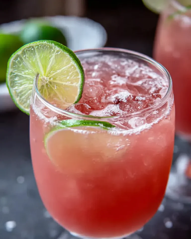 A vibrant Virgin Cosmopolitan Mocktail served in a chilled martini glass, made with cranberry juice, lime juice, orange juice, and sparkling water, garnished with a lime wedge and citrus twist, placed on a white marble counter with natural light and soft focus