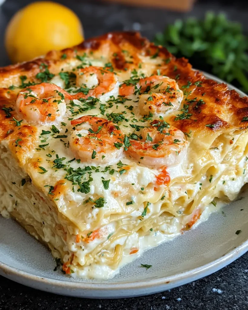 Garlic Butter Shrimp Scampi Lasagna
