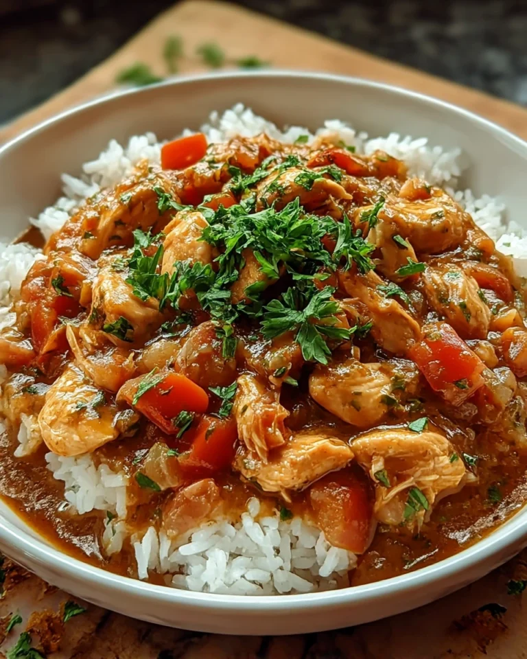 Cajun Chicken Étouffée packed with bold Cajun flavors, tender chicken, and rich roux. A comforting Southern dish you can easily make at home.