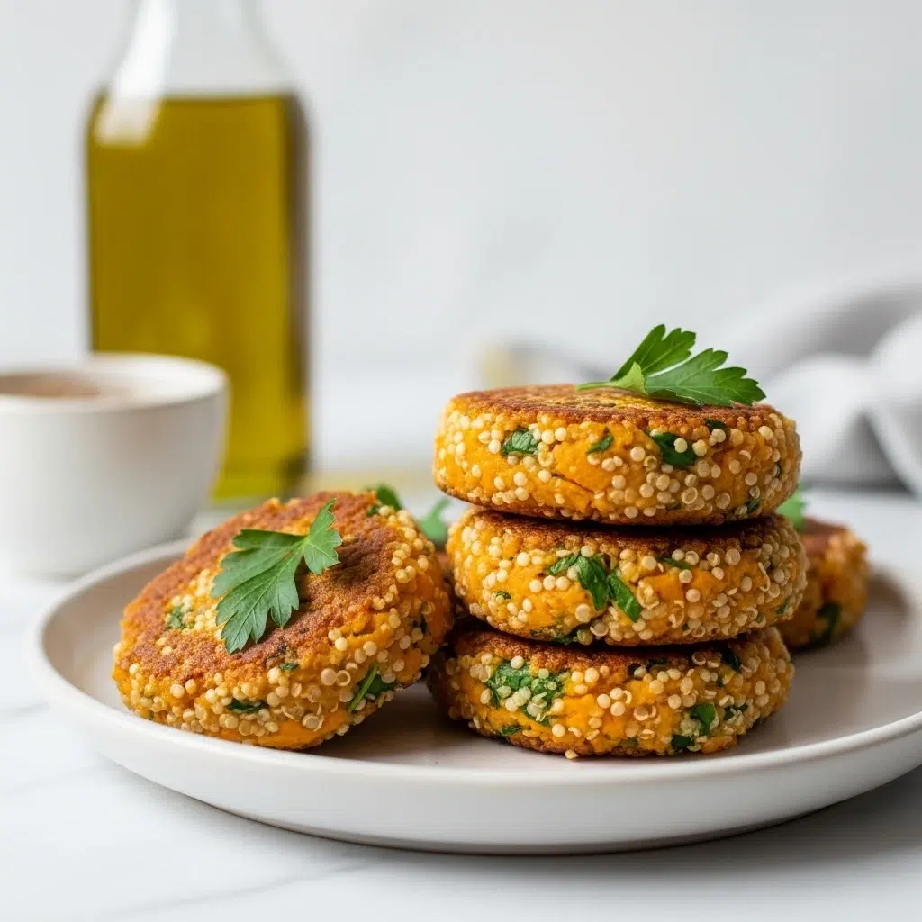 Sweet Potato Quinoa Cakes recipe that’s vegan, gluten free, and easy to make. Crispy outside, soft inside, perfect for snacks or meal prep.