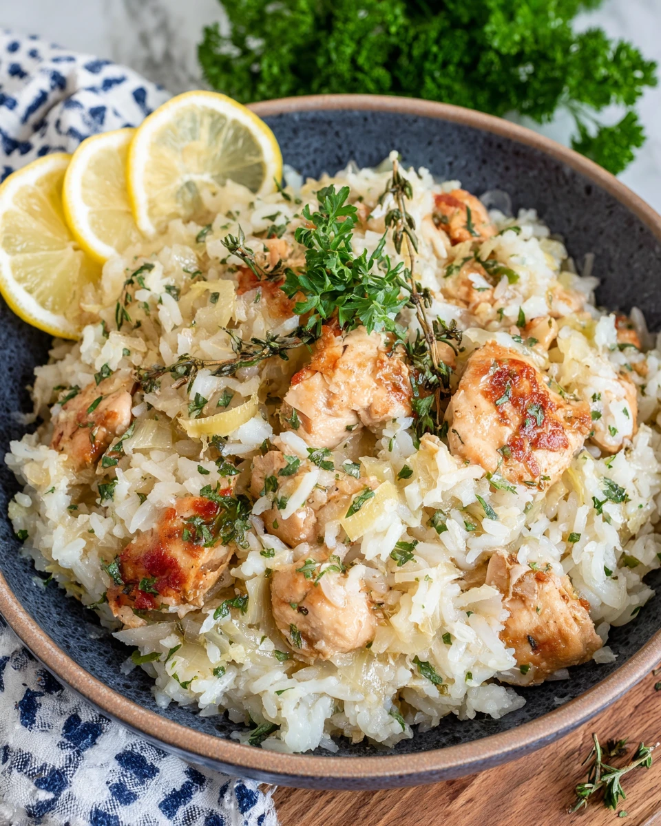 Slow Cooker Lemon Herb Chicken and Rice