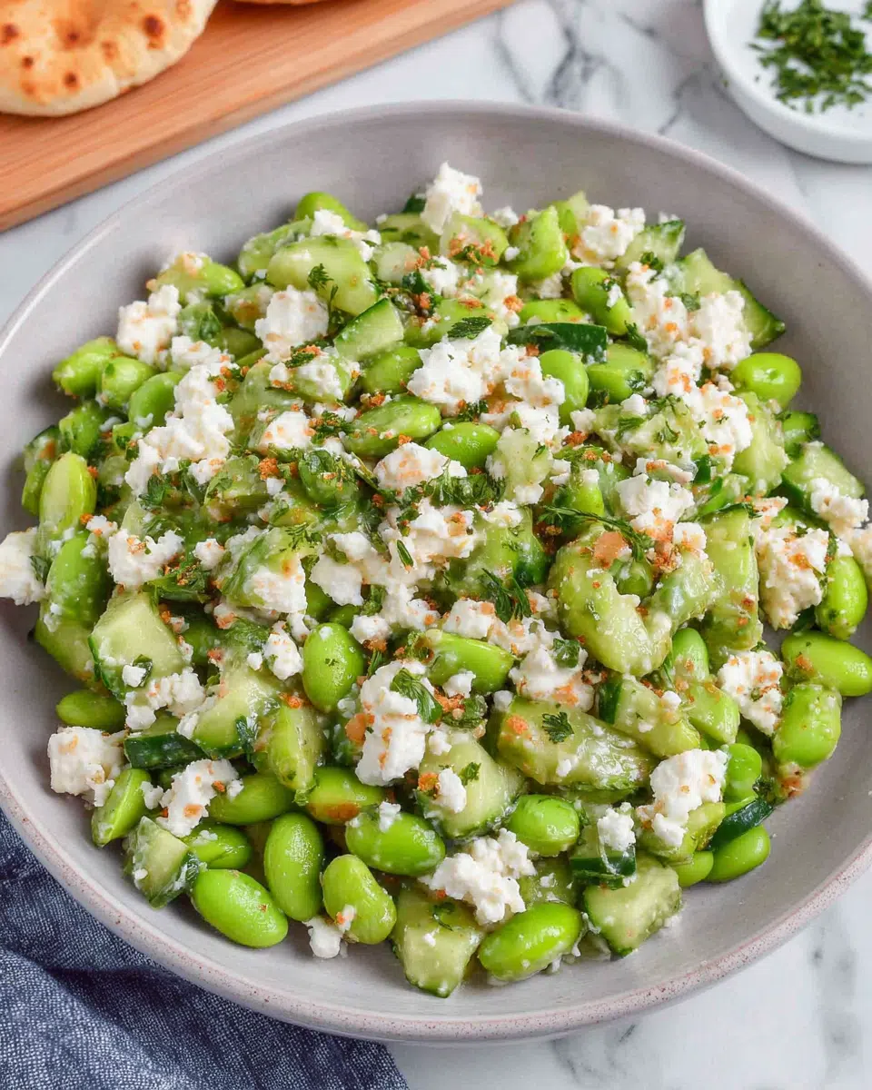 Edamame Salad with Cucumbers and Feta
