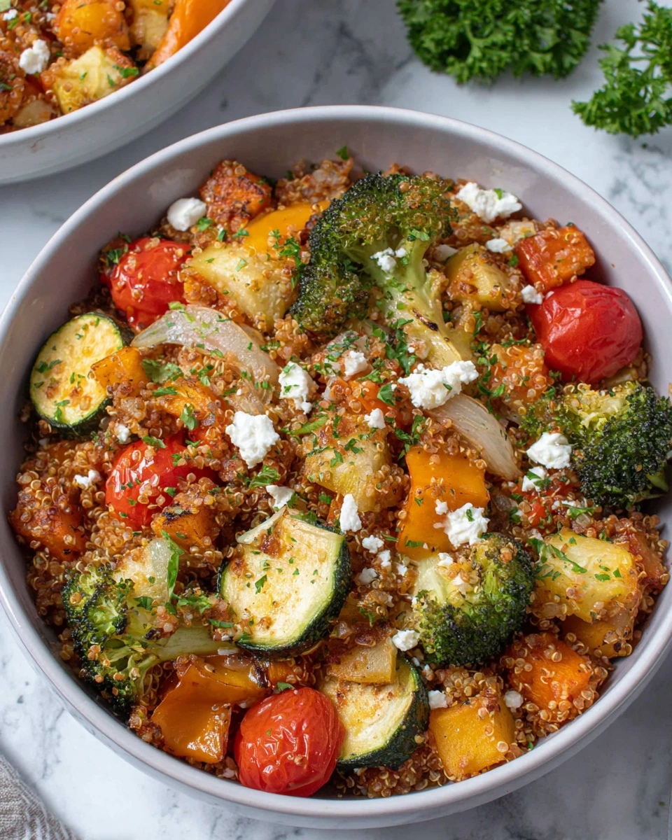 Satisfying Sheet Pan Roasted Vegetable Quinoa Bake