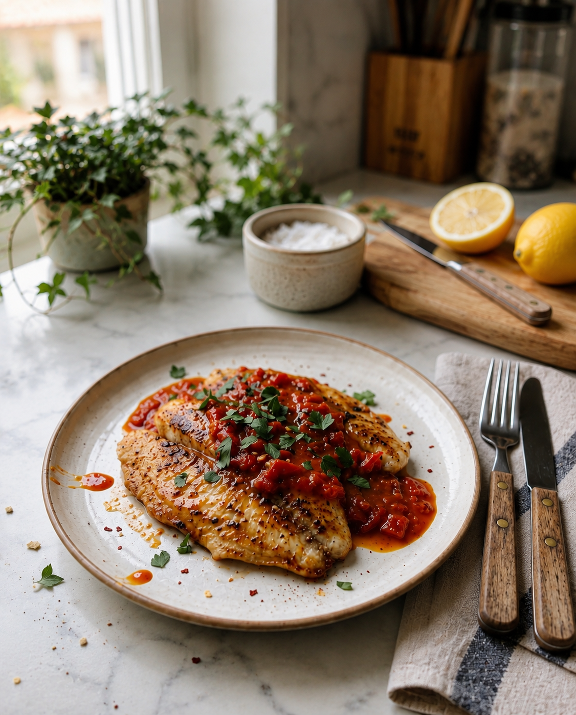 Savory Tilapia in Bold Roasted Pepper Sauce Recipe