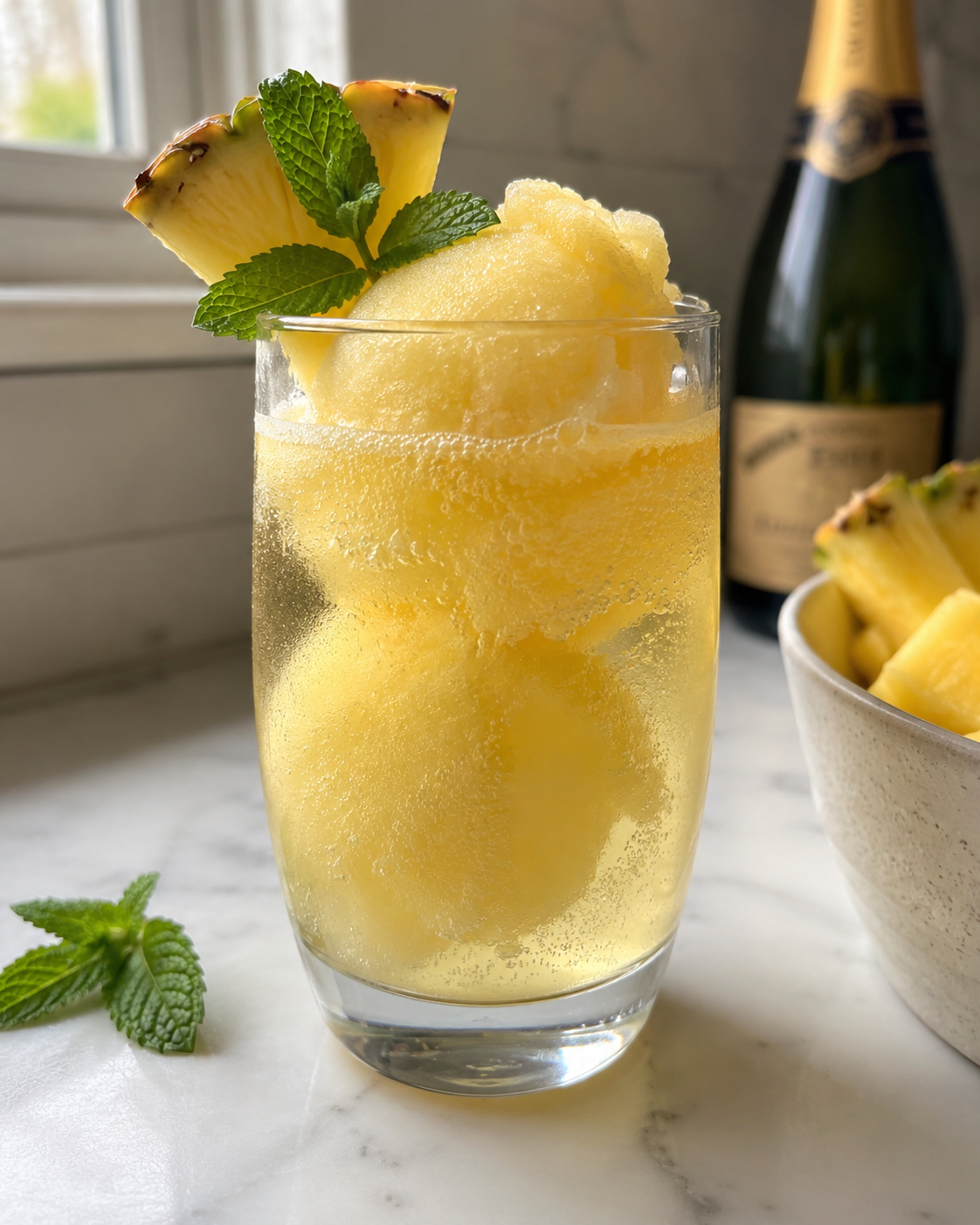 Overview of Prosecco Pineapple Sorbet Float