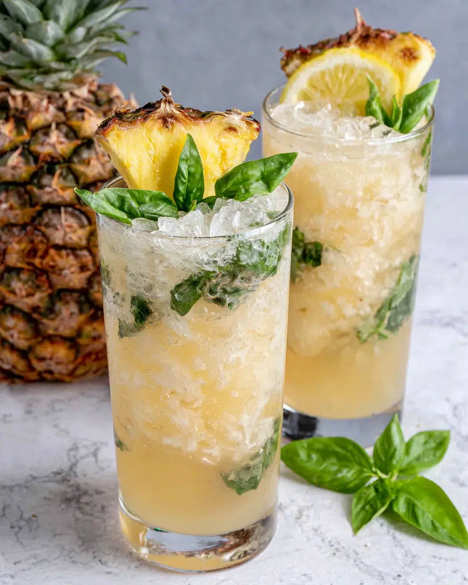 Vodka Pineapple Basil Smash Cocktail