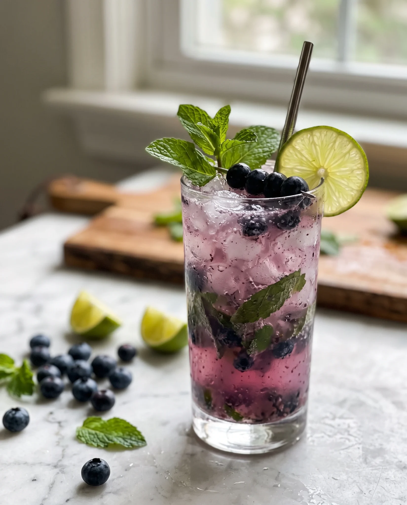 Blueberry Keto Mojito Recipe, Easy Sugar Free Summer Cocktail